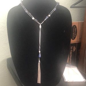 White house black market navy and silver necklace